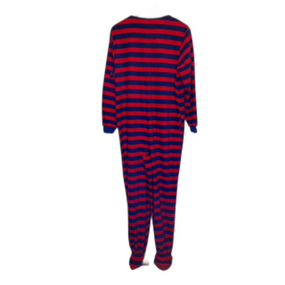 Nick and Nora Sock Monkey Footed Pajama Onesie Large Red Blue Stripe - Picture 1 of 8